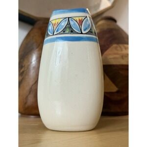 Vintage Ceramic Pottery Vase Mexican Talavera Style Floral Hand Painted 6.25"